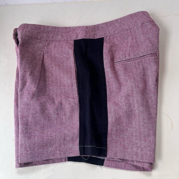 VALIJA Pleated Womens Shorts Sz Small ColorBlock Chevron High Rise 2" Red Preppy - Picture 3 of 9